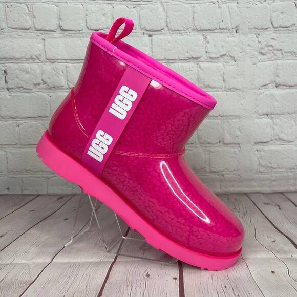 Ugg Classic Mini Pink Clear Waterproof Boots Women’s Size 6 (S/N 1112386K) - Picture 2 of 10
